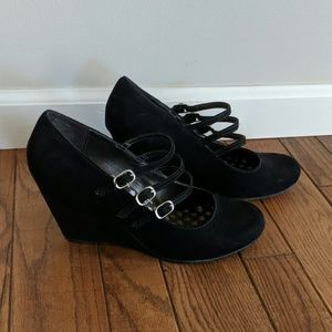 Women's jellypop black wedge pumps size 8.5